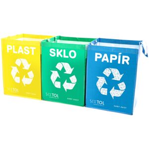 Tašky na tříděný odpad (plast, sklo, papír), 30 x 30 x 40 cm, 3 x 36l,  3ks - SIXTOL