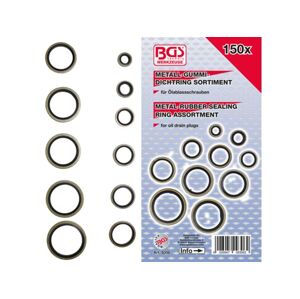 BGS Technic BGS 9306 Těsnicí kroužky - kovové s gumovou těsnicí manžetou (Sada 150 dílů)