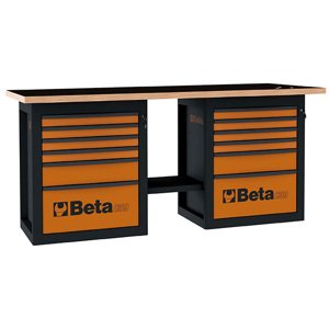 Pracovní stůl „Endurance“ se 12 zásuvkami, délka 2 m, oranžový - Beta Tools