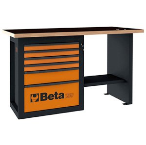 Krátký pracovní stůl „Endurance“ s 6 zásuvkami, oranžový - Beta Tools