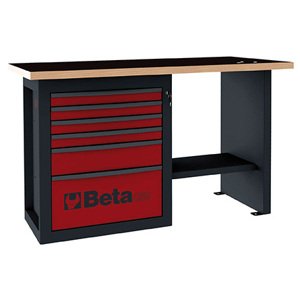 Krátký pracovní stůl „Endurance“ s 6 zásuvkami, červený - Beta Tools