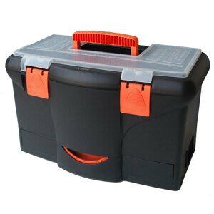 TOOD Plastový kufr na nářadí 450 x 290 x 260 mm, s přihrádkou, zásuvkou a zásobníkem