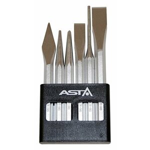 Vyrážeč, sekáče a důlčíky, sada 6 ks, Cr-Mo ocel - ASTA